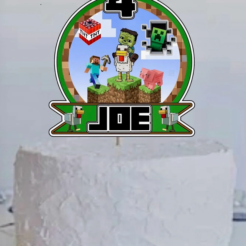 Minecraft chicken jockey Themed Cake Topper